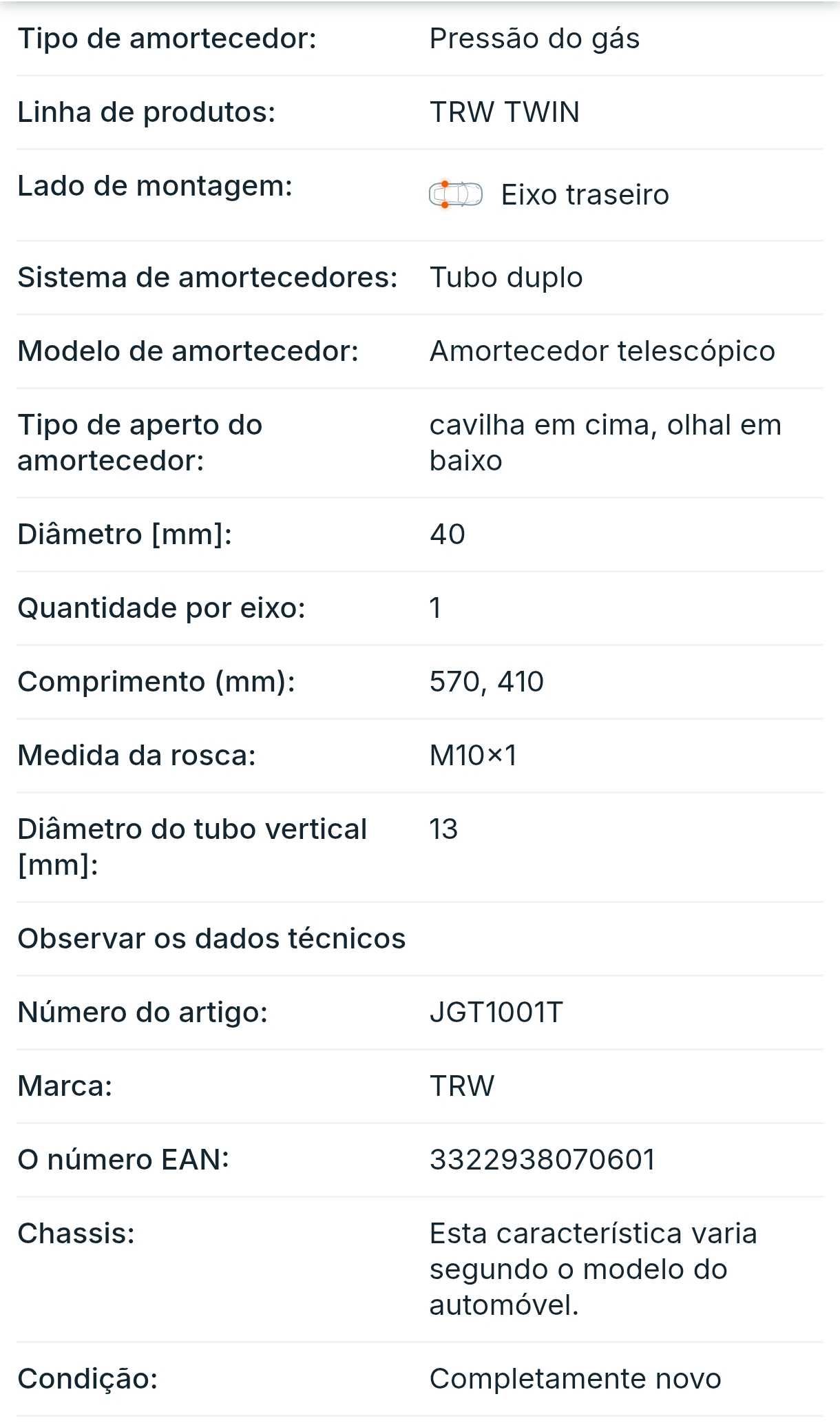 Amortecedores dianteiro e tras novos