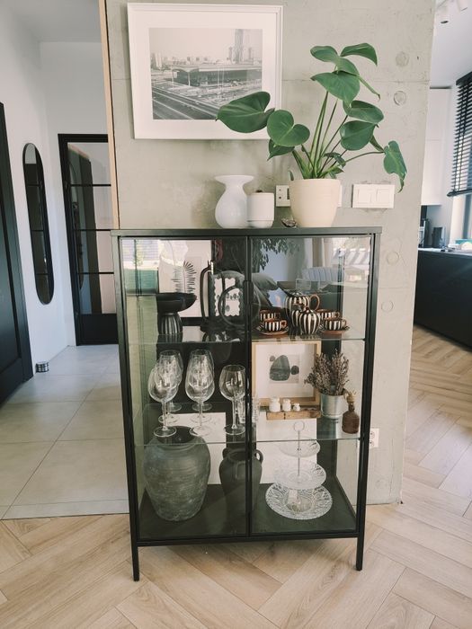 Witryna Ikea Rudsta, czarną, metalowa