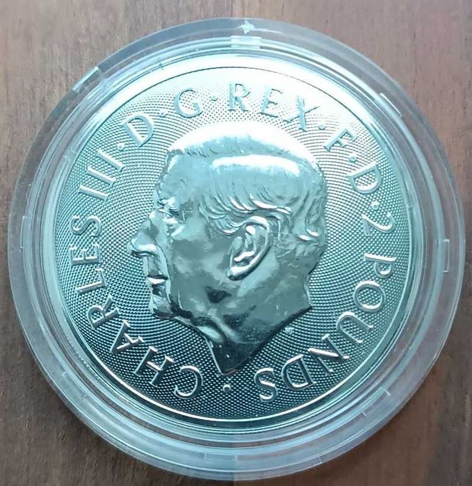 Срібна монета 2 фунти, 2025 р "Британський лев", 999 проба, 31,1 гр