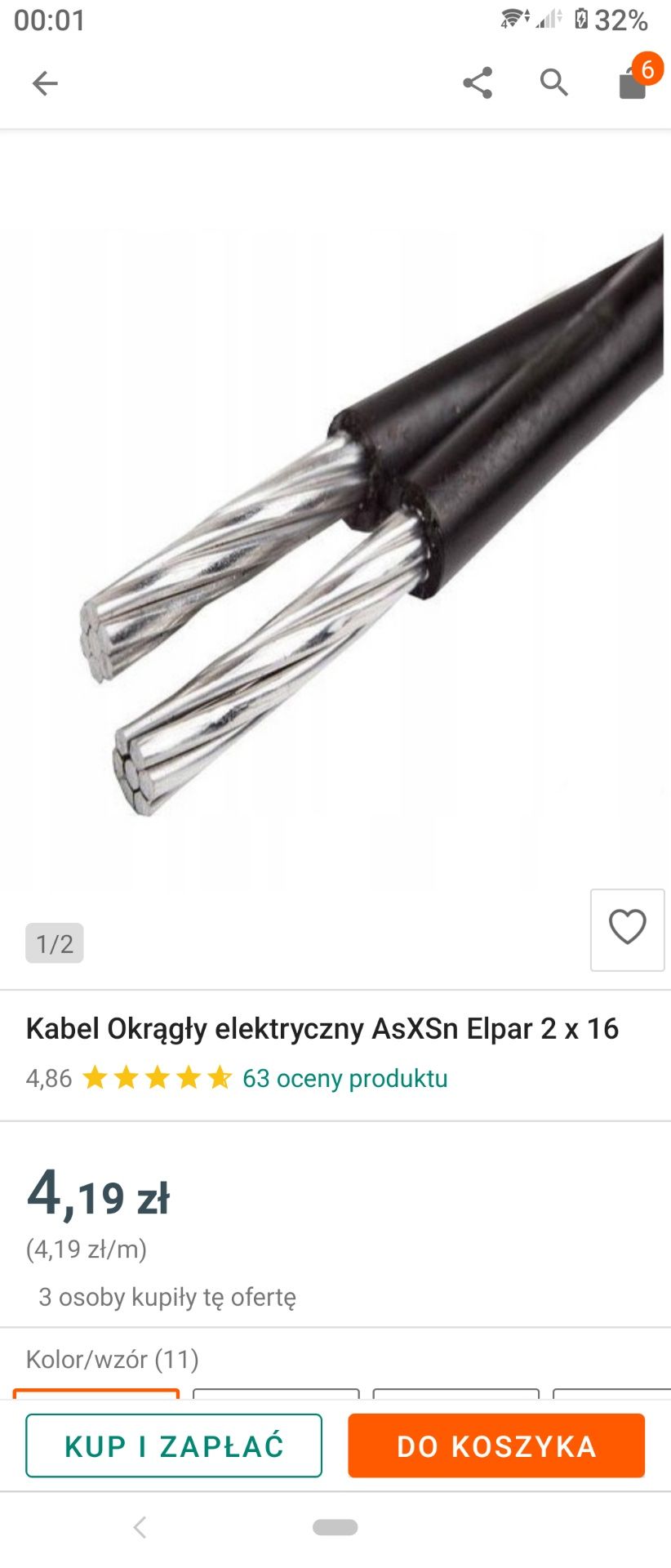 Kabel aluminiowy naziemny 2x16