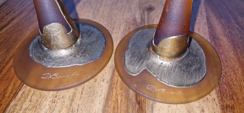 Kielichy,   recznie robione, wyjatkowe,  oblane mosiądzem, sygnowane