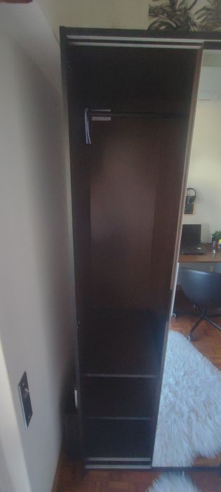 Dois Roupeiros, castanho escuro/vidro espelhado 79x61x202 cm