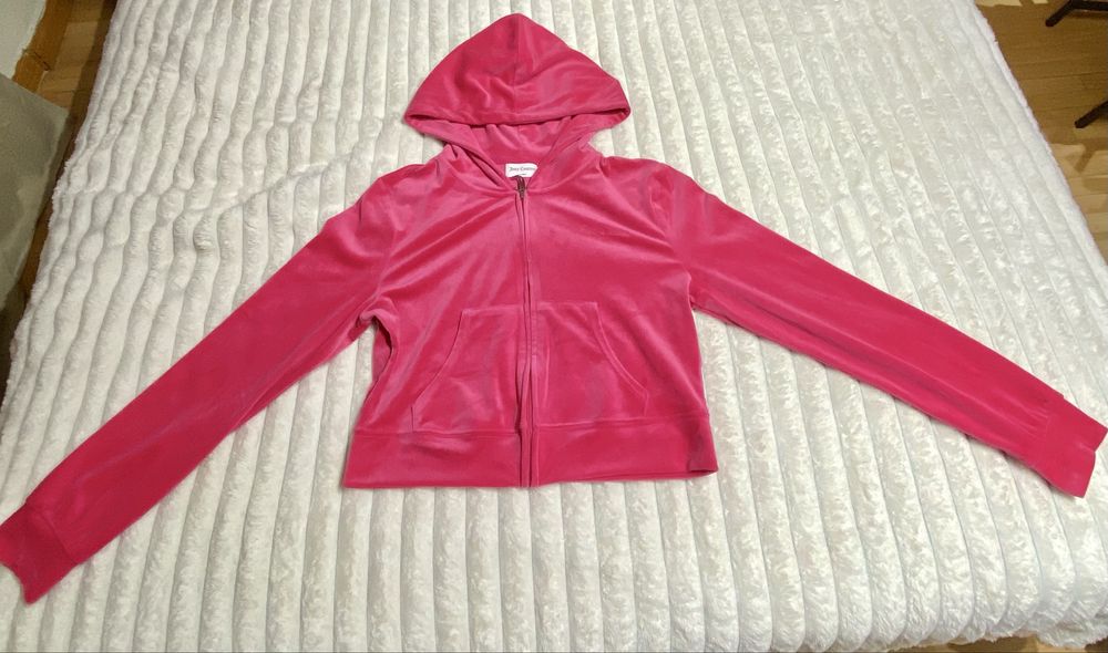 Рожева жіноча велюрова толстовка Juicy Couture на блискавці