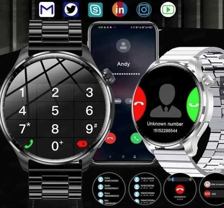 SmartWatch M13. Metalowy, srebrny mat+jasnobrązowy