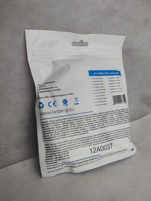Kabel Przewód USB-A / USB-A 3.0 Lanberg 1,0m CZARNY | Sklep FV23
