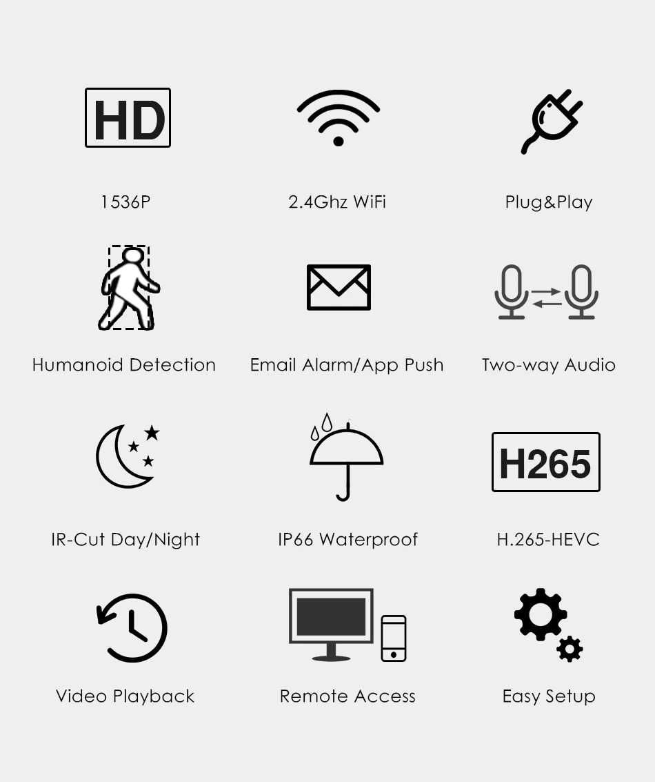 Sistema Vídeo Vigilância WIFI Profissional 4 Câmaras Exterior 3MP