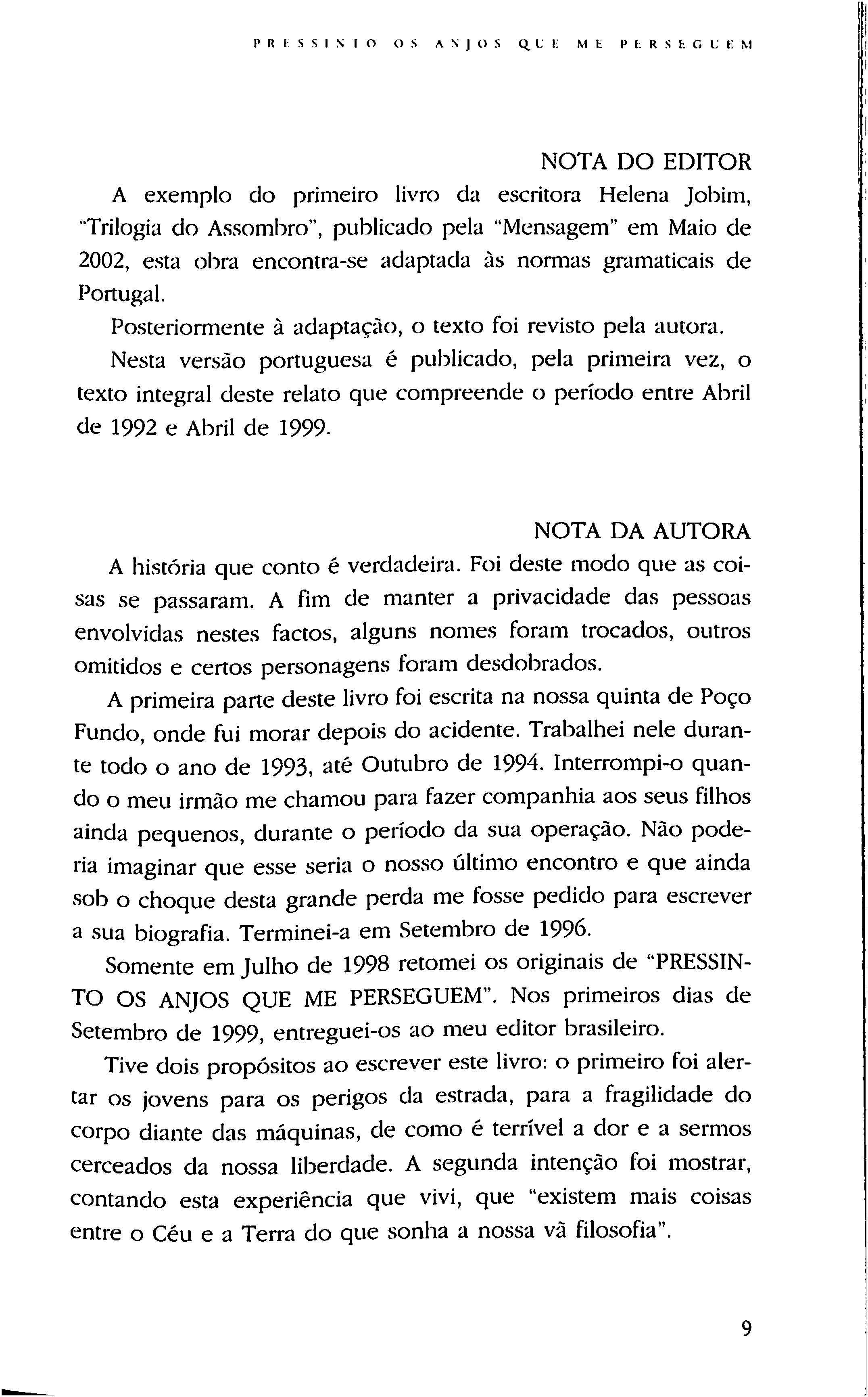 "Pressinto os Anjos que me perseguem" de Helena Jobim [Novo]