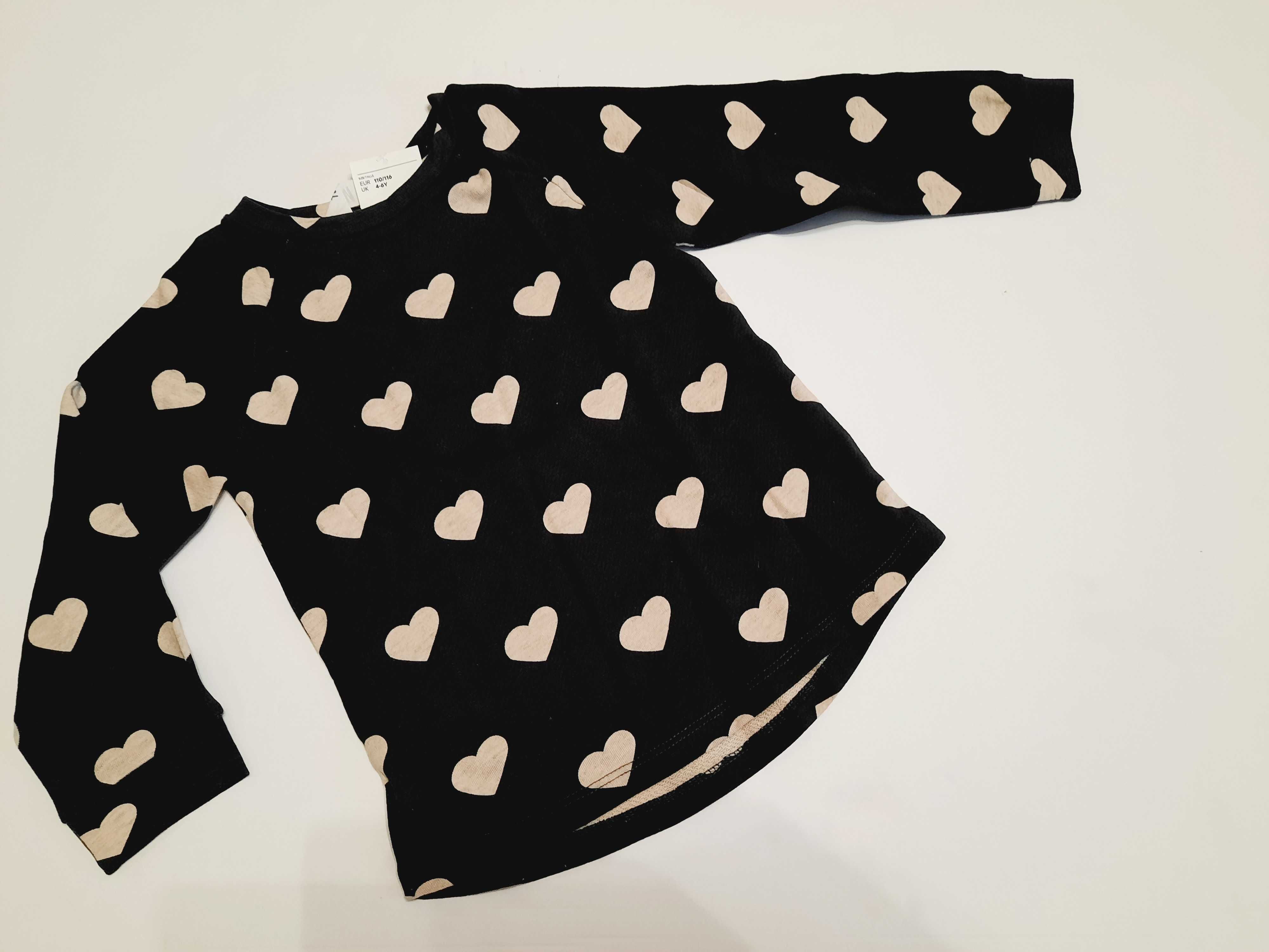 Bluza z dzianiny dresowej z nadrukiem w serca H&M roz 110-116