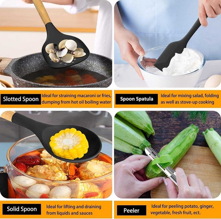 Nowe przybory kuchenne / łyżki / silikonowe / 25 el. / zestaw !1496-U!