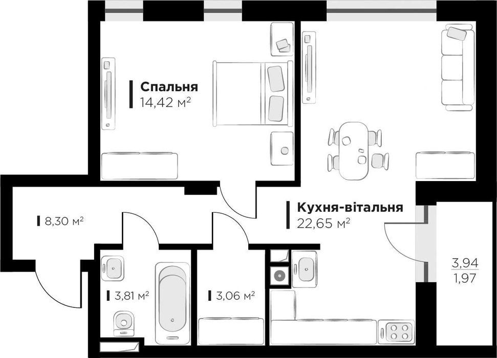 Продаж 1 кім. квартири HYGGE lux вул Пасічна 49,5 м2