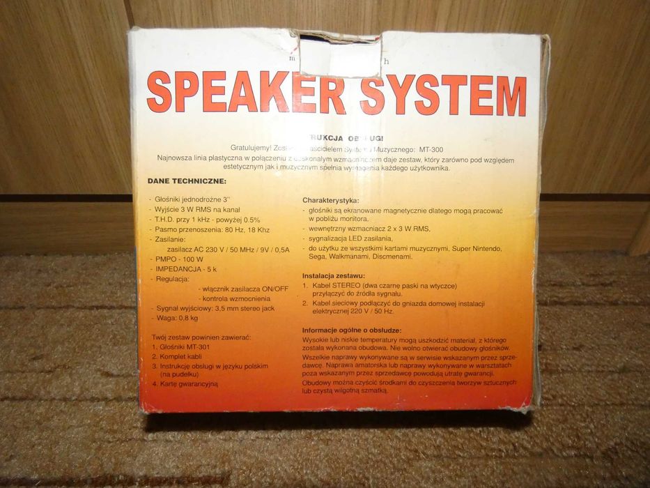 głośniki firmy SPEAKER SYSTEM MT-300