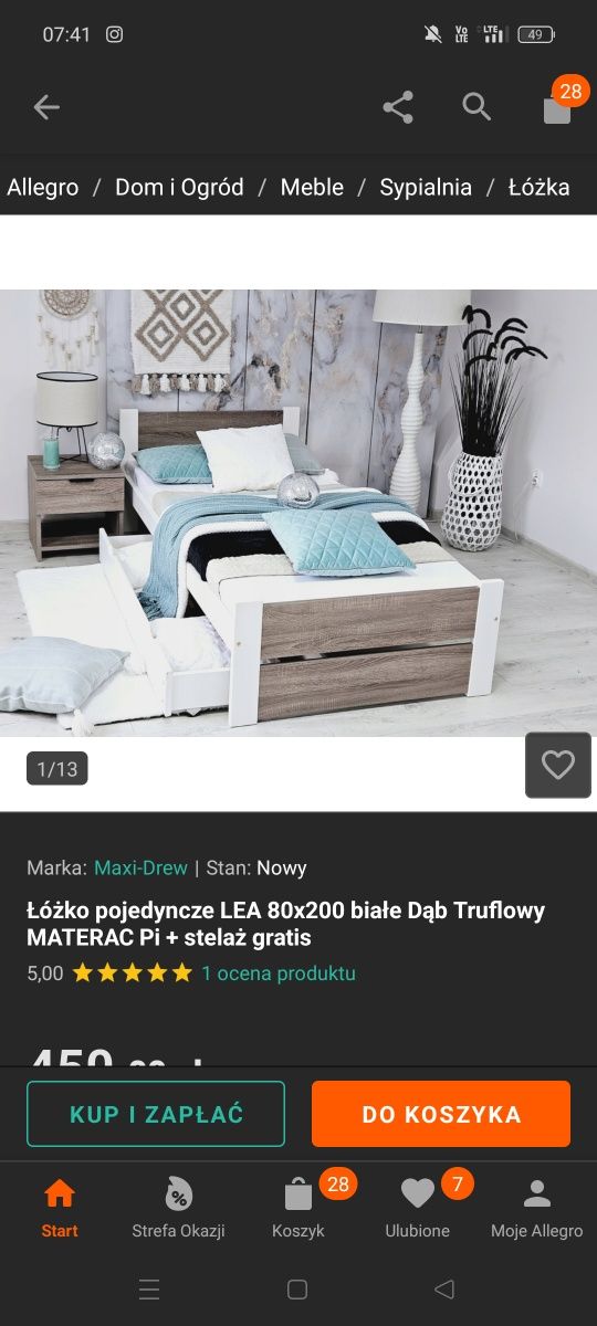 Łóżko młodzieżowe 80/200