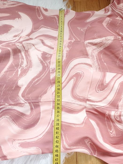 Sukienka, ASOS, 18/46, brudny róż, beż, długi rękaw, długa, elastyczna