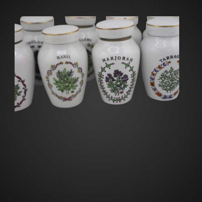 Pojemniki na przyprawy w stylu botanica 19 szt  1985r b5/120660