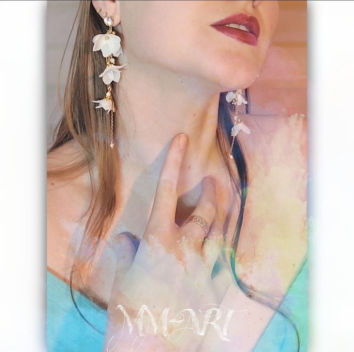 Komet biżuterii ślubnej- kolczyki,  ozdoba do włosów