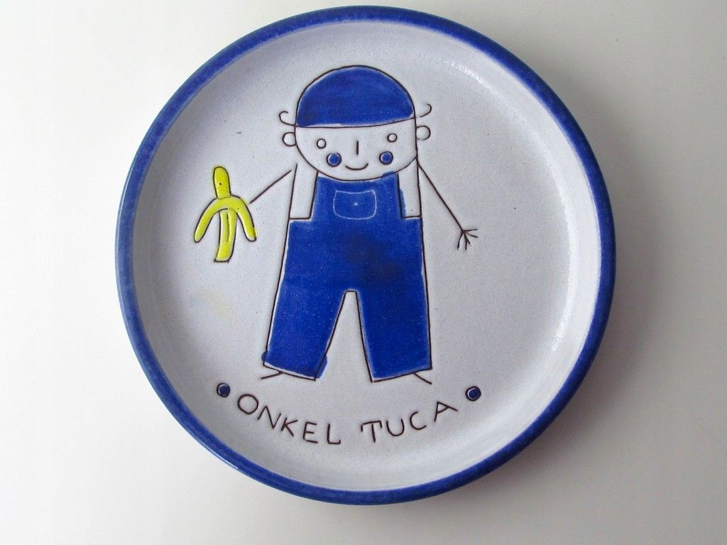 talerz podstawka dla dzieci banan chłopiec