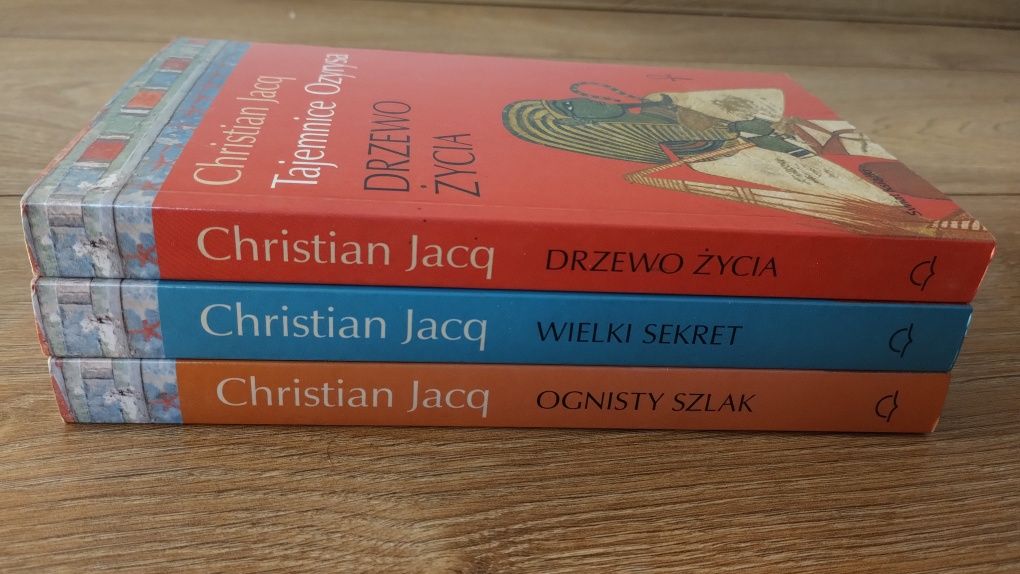 3x Christian Jacq Tajemnice Ozyrysa Ognisty szlak Wielki sekret Drzewo