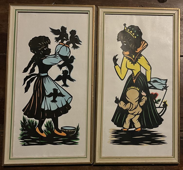Dwa śliczne obrazy dziewcząt. Saksonia, lata 60.