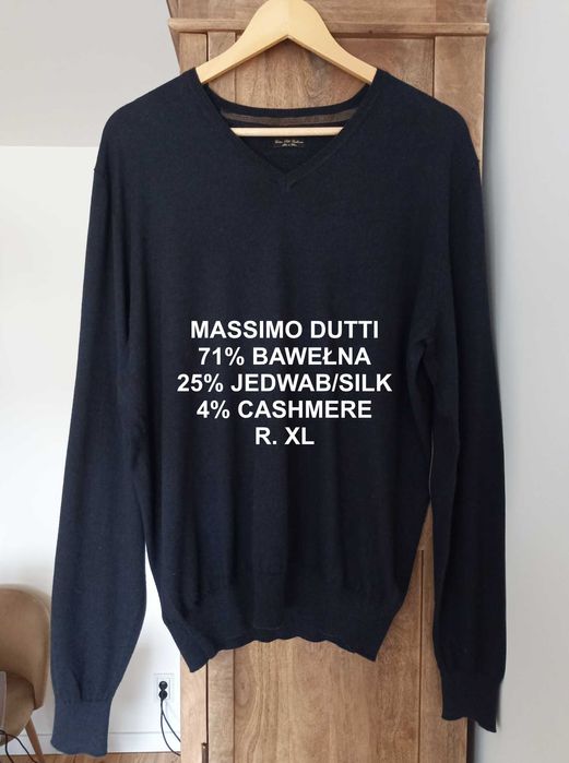 Granatowy sweter massimo dutti jedwab kaszmir