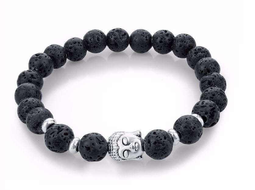 Pulseiras com contas de pedras e Buda