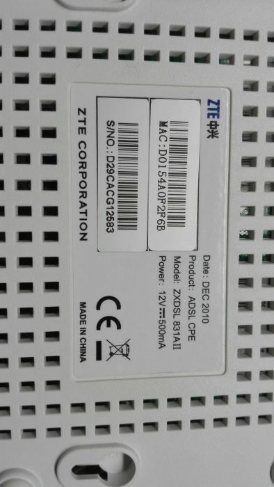 Router/modem ZTE ZXDSL 831AII