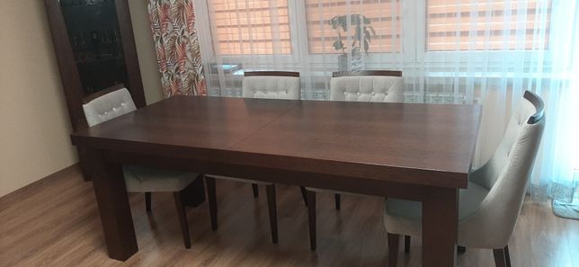 Stół rozkładany drewniany, ciemny orzech