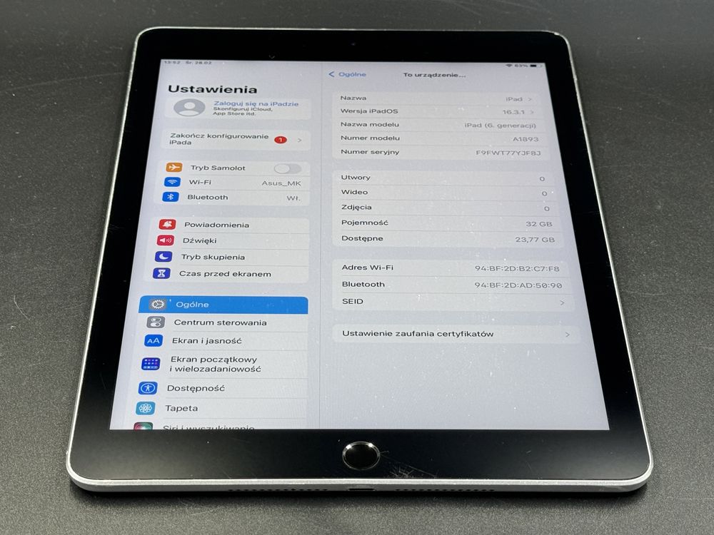 iPad 6. gen. 32GB (A1893) - faktura VAT 23%