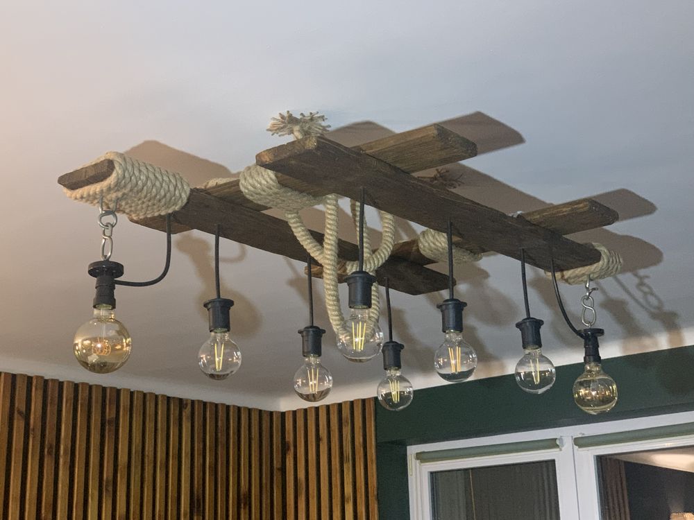 Lampa wisząca drewniana / żyrandol drewniany rekodzielo