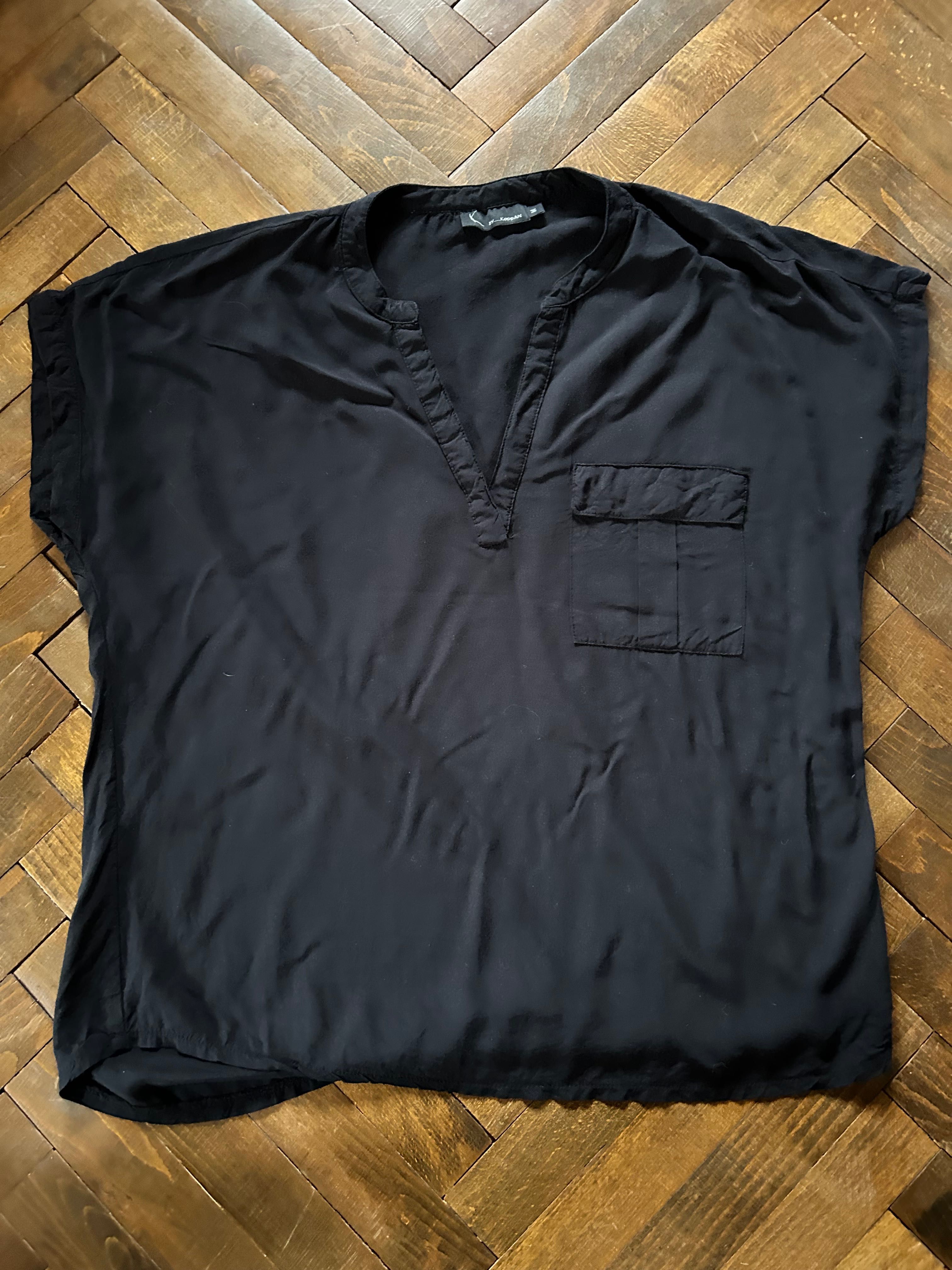 K by Kappahl bluzka klasyczna czarna oversize wiskoza R. M