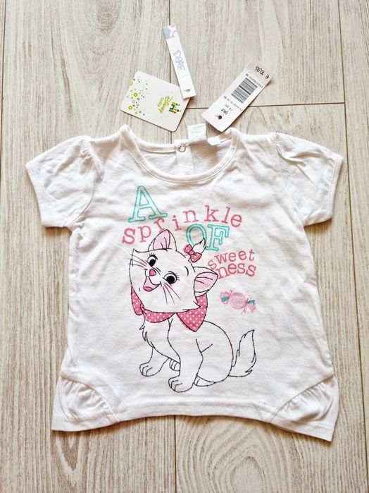 Ubranka niemowlęce koszulka na lato z kotkiem 74 Disney a T-shirt
