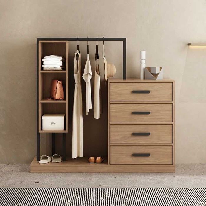 Комод з полицями та штангою | Гардеробний модуль для одягу