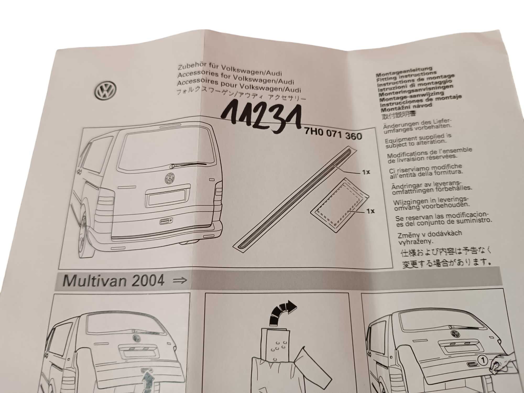 listwa Ochronna Tylnej Klapy Bagażnika VW T5 Transporter Caravell