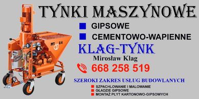 Tynki maszynowe gipsowe, wylewki betonowe,styrobetonGładzie