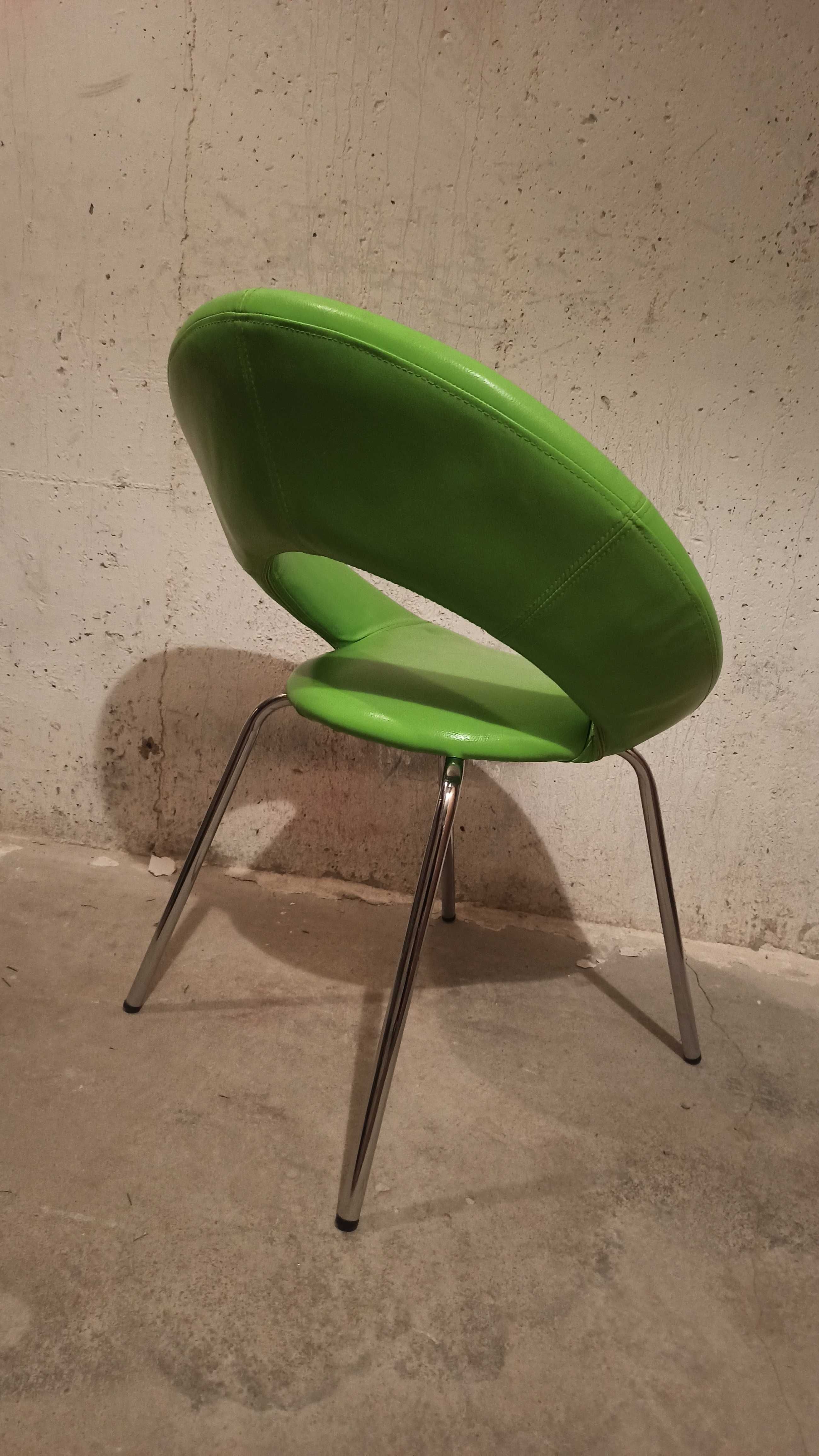 Fotel nowoczesny zielony skóra krzesło design