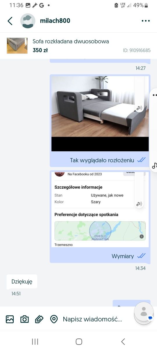 Sofa rozkładana dwuosobowa