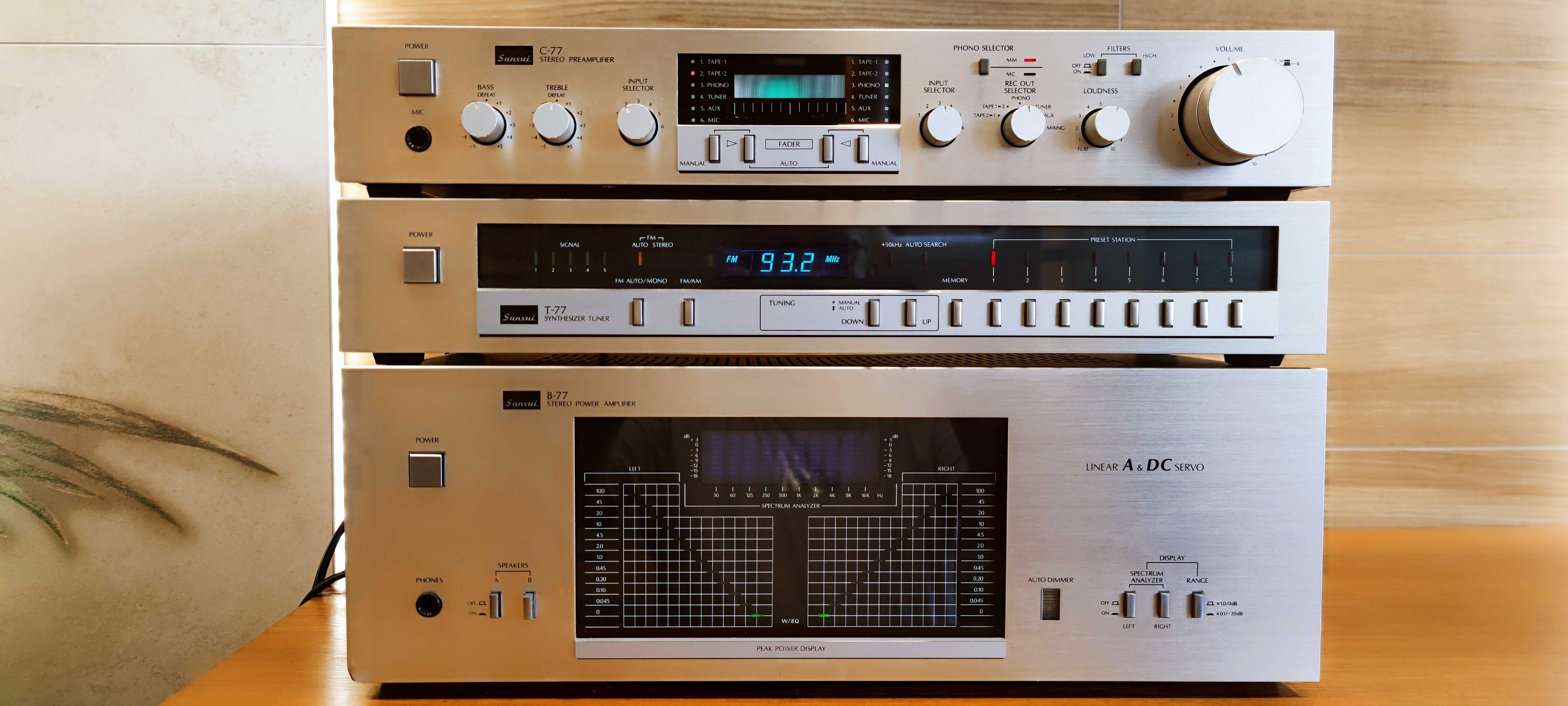 Sansui Końcówka Mocy B-77 Przedwzmacniacz C-77 Tuner T-77 Rarytas