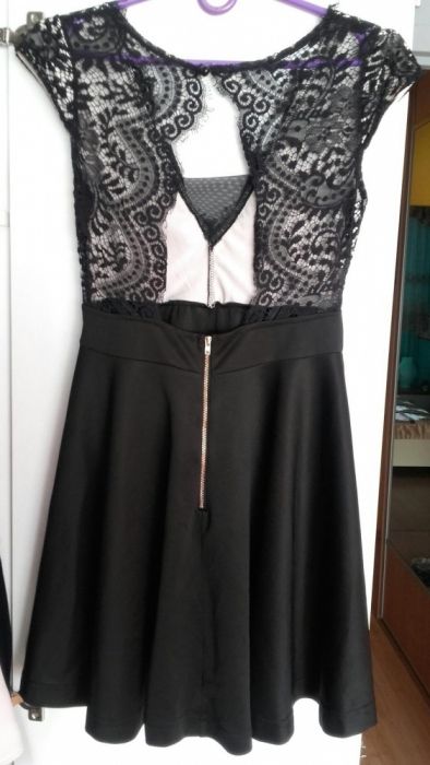 Sukienka czarna z koronką+torebka