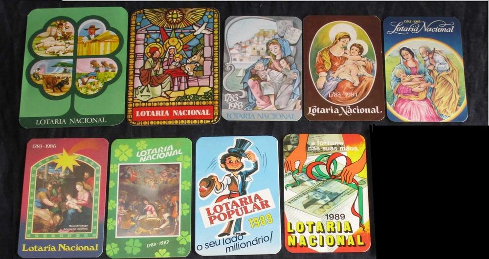 Calendários Lotaria Nacional Natal 1963 a 1989