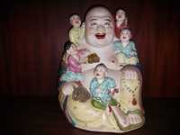 Buda Sorridente Grande com 5 Filhos