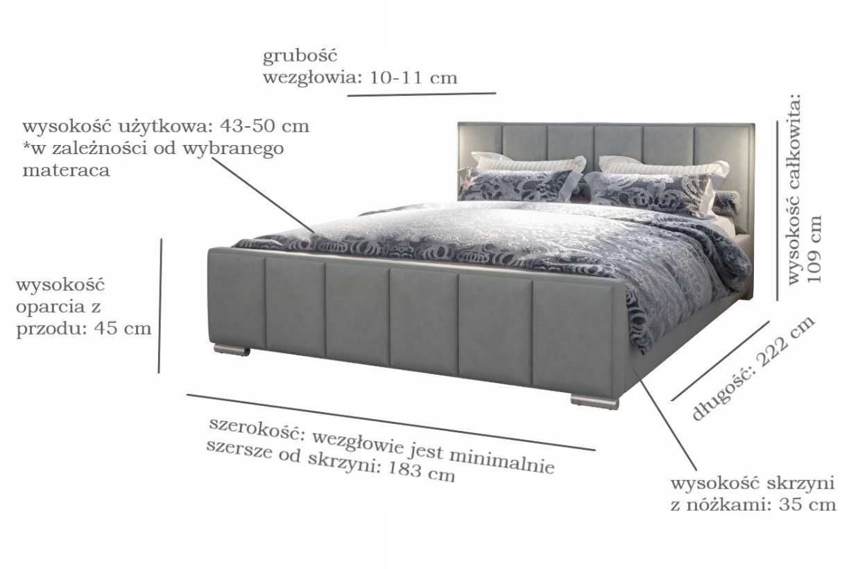 NOWE Łóżko WIELE WYMIARÓW 160x200 Zagłowia FANCY + pojemnik + stelaż