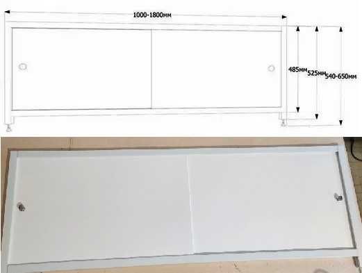 Экраны, панели под ванну 120 - 180 см. С рисунком или белые. Качество!