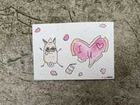 Kartka okolicznościowa pug mops mopsik serce walentynki miłość handmad