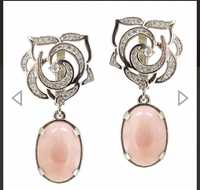 Серьги, кольцо с розовыми опалами и бриллиантами
