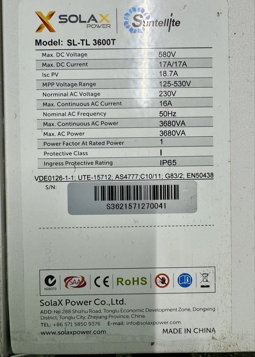 Solax X1 3300TL 3600TL falownik fotowoltaiczny inwerter inverter