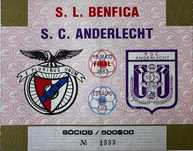 Bilhete do jogo Benfica - Anderlecht
