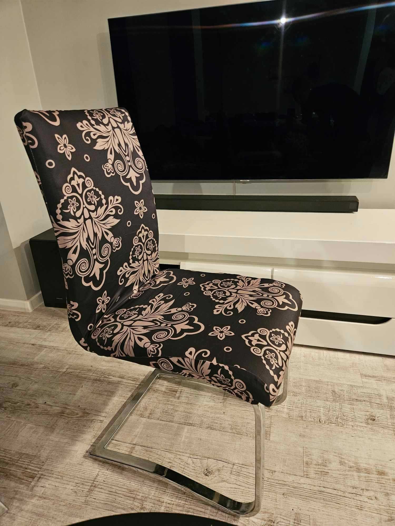 Pokrowce na krzesła glamour elastyczne uniwersalne wzór 4 sztuki