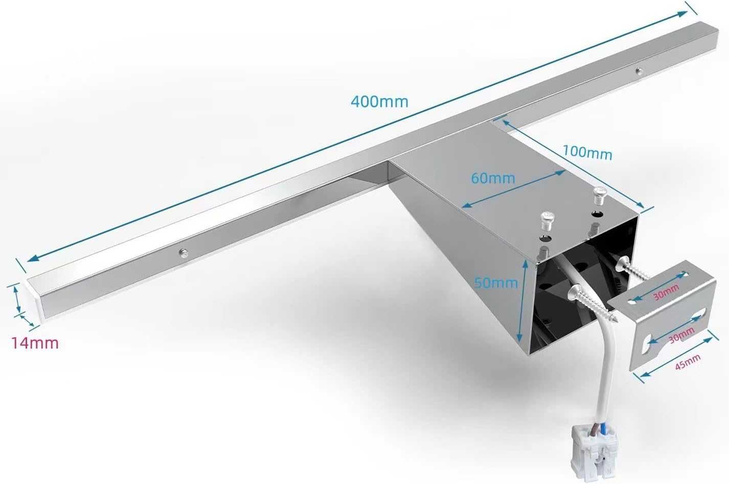 Lampa ścienna łazienkowa stal 40cm 800lm IP44 LED