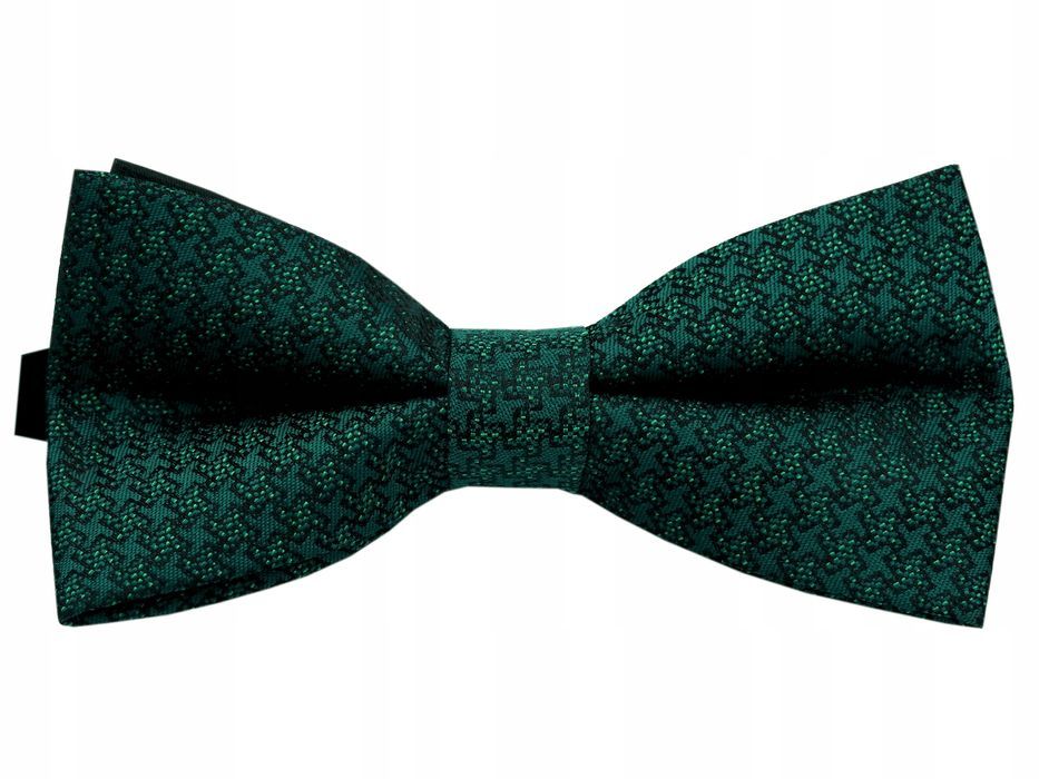 Mucha Męska Krawat Poszetka Spinki Elegancki Zestaw Butelkowa Zieleń