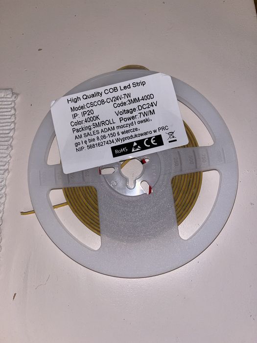 Taśma 3m led neon COB 24V 1m 400 diod 4000K biała neutralna cienka