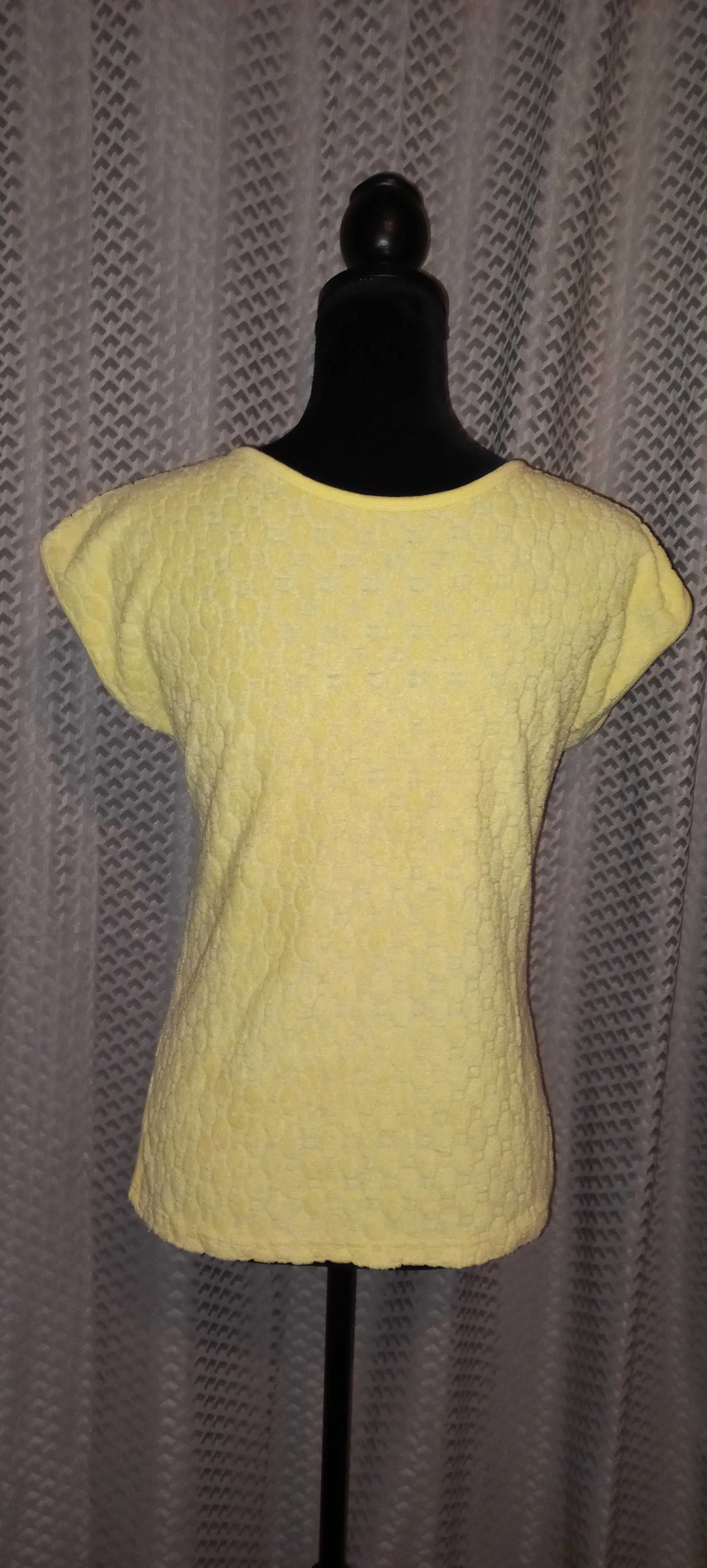 Cytrynowa żółta bluzka koszulka top bez rękawów frotte Vintage 40